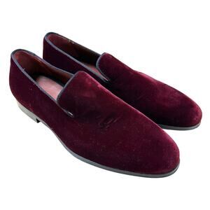 Magnanni Men's Dorio Venetian Velvet Grosgrain Piping Loafers Burgundy Men's 7.5